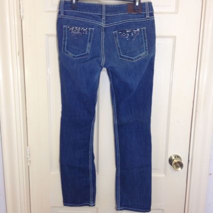 BKE Womens Culture Straight Leg Embellished Distressed Tag Sz 30R, Actual 30x31