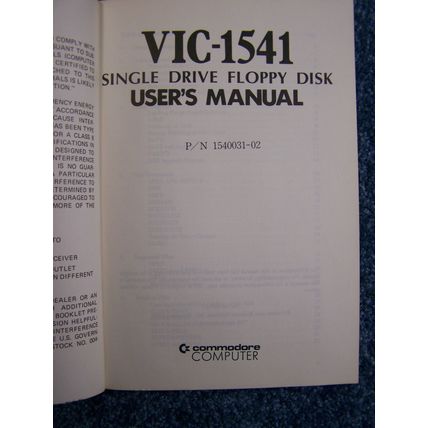 Commodore VIC-1541 Floppy Disk User's Manual