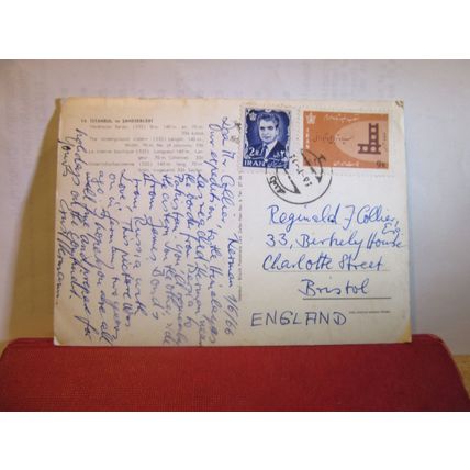 LA CITERNE BASILIGUE, ISTANBUL, TIURKEY used postcard dated 1966 IRAN stamps =