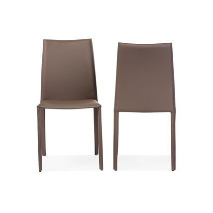 2 Black Brown Or Taupe Leather Dining Accent Office Chairs Modern Designer