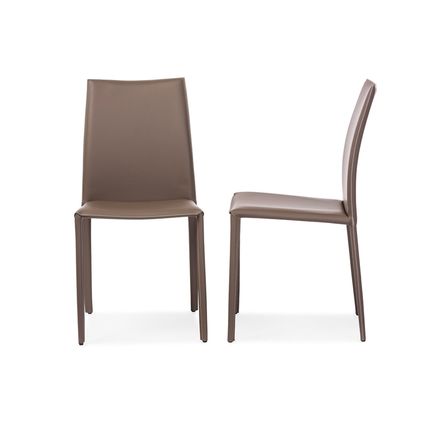 2 Black Brown Or Taupe Leather Dining Accent Office Chairs Modern Designer