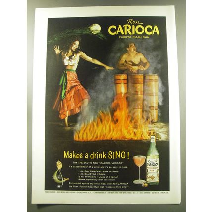 1960 Ron Carioca Rum Ad - Makes a drink Sing
