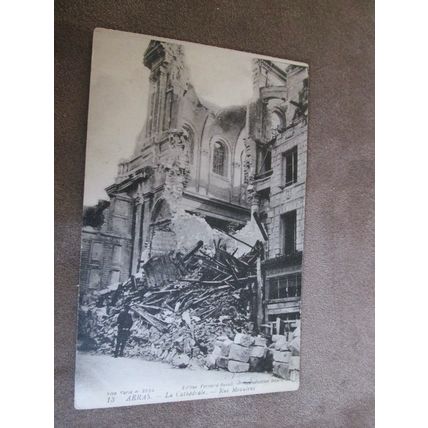 Louis Levy Postcard - World War 1 Artillery Damage, Arras Cathedral Ruins