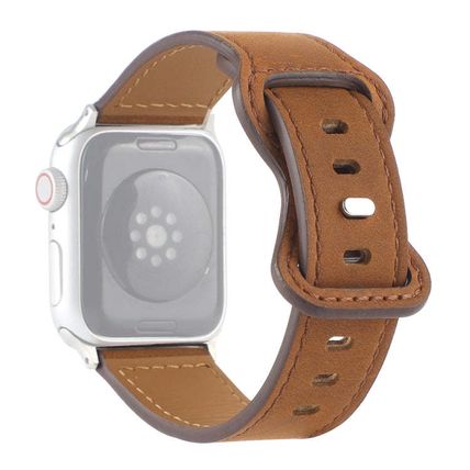 Crazy Horse Leather Butterfly Buckle Watchband For Apple Watch Series, 7 41mm /