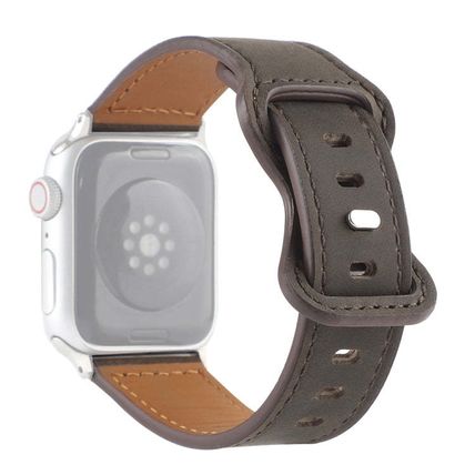 Crazy Horse Leather Butterfly Buckle Watchband For Apple Watch Series, 7 41mm /