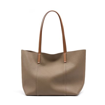 Genuine Leather Women Large Casual Handbag Grey