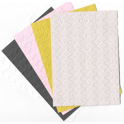 Embossed Card. 10 Sheets. A6. Assorted Colours. Diamonds (12)