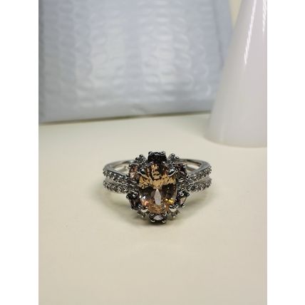 Bomb Party Sz8 Revealed BP Ring Fashion Jewelry RBP Smokey Topaz Rhodium P