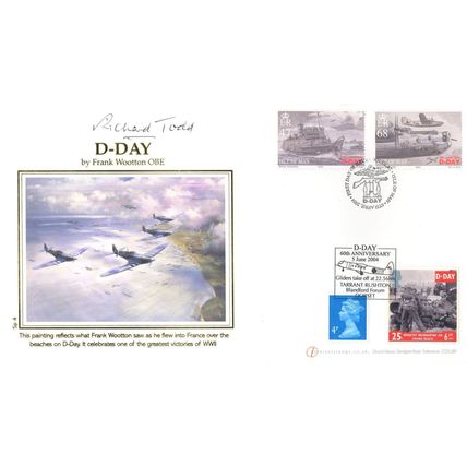 Captain Richard Todd War Planes Over France D-Day Painting Hand Signed FDC