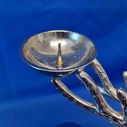 SILVER Metal REINDEER CANDLE Stick HOLDER Christmas Votive Tealight Deer Holiday