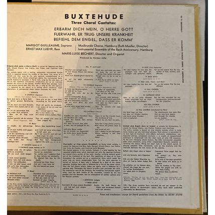 Buxtehude Three Cantatas LP