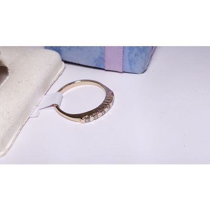 Estate 1/4ctw Natural Rd Diamond Bar set channel 14Kt Yellow Gold Band Ring22542