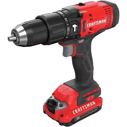 CRAFTSMAN V20 Cordless Hammer Drill Kit, 1/2 Inch, 2 Batteries and Charger Inclu