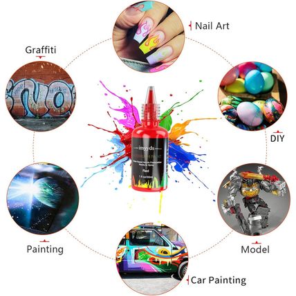 Imyyds Airbrush Paint, 24 Color Acrylic Airbrush Paint Set, Water Based Read-To-