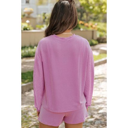 Phalaenopsis Corded Sequined XOXO Heart Valentines Long Sleeve Shorts Set