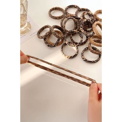 Light French Beige 5Pcs/Set Animal Pattern High Elastic Hair Tie