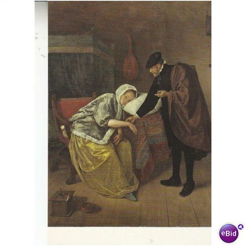 Colour Postcard Die zieke dame - The Sick Lady by Jan Steen