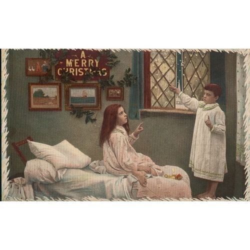 Vintage Christmas Postcard - A Merry Christmas