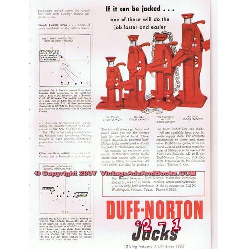 DUFF-NORTON MFG COMPANY 1955 Anaconda Wire Cable jack oil vintage ad