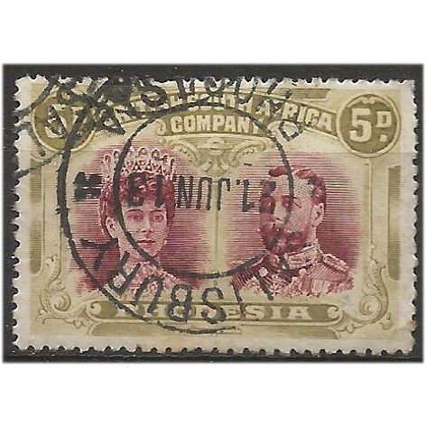 Rhodesia 1910 SG141a 5d Purple-Brown & Olive-Yellow Fine Used . ..