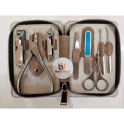 8Pcs Manicure Pedicure Nail Care Set Cutter Clippers Kit PU Case Mens Ladies