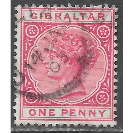 GIBRALTAR 1898 QV SG40 CARMINE 1d ONE PENNY USED