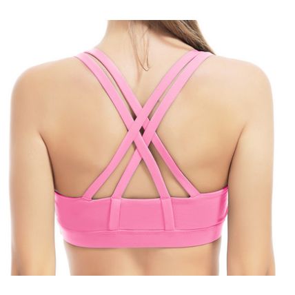 Sports Bra for Women, Criss-Cross Back Padded Strappy Sports Bras Gym