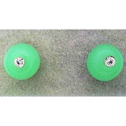 Light Green Opal Glass Crystal 6mm Stud Earrings