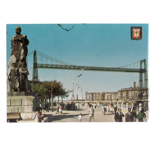 CHAVARRI MONUMENT and VIZCAYA BRIDGE, PORTUGALETE .. unused postcard #