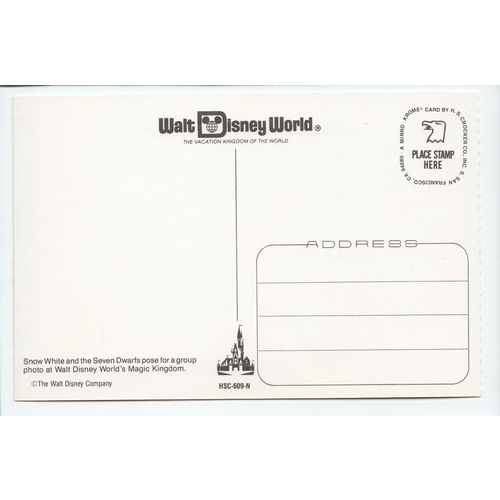Snow White & the Seven Dwarfs at Walt Disney World Magic Kingdom Postcard 609