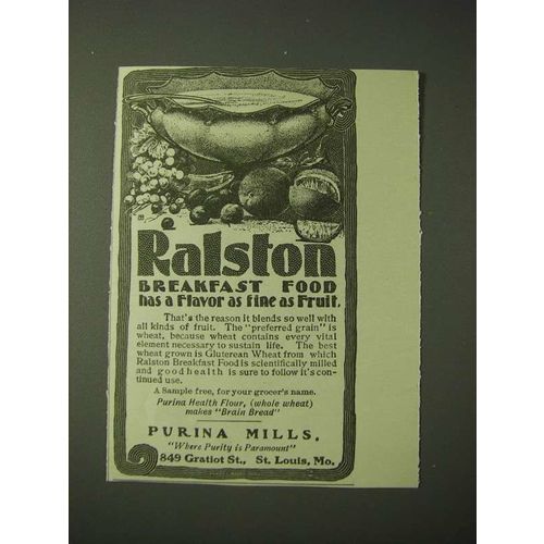 1900 Purina Mills Ralston Breakfast Food Ad - Flavor As Fine as Fruit