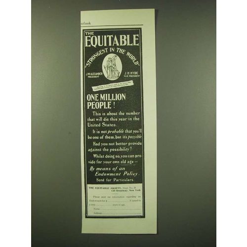 1902 Equitable Insurance Ad - One Million People!