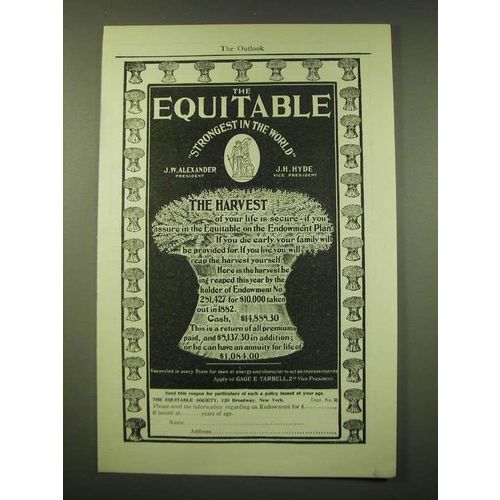 1902 Equitable Insurance Ad - The harvest