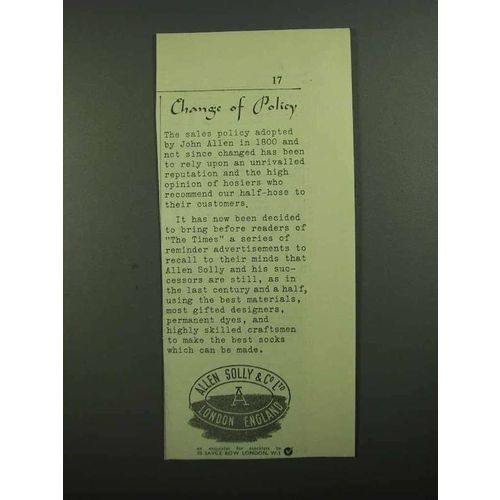 1939 Allen Solley & Co. Ad - Change of Policy