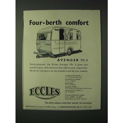 1960 Eccles Avenger Mk II Caravan Ad - Four-berth comfort