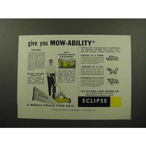 1960 Eclipse Lawn Mower Ad - Give Mow-Ability