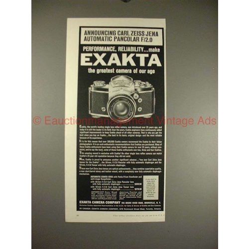 1960 Exakta Camera Ad - Announcing Zeiss Pancolar F/2.0