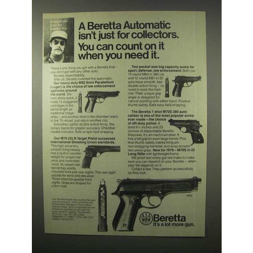 1980 Beretta Pistol Ad - M92, M76, M84, M70S