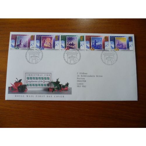 1988 GB Christmas stamps Royal Mail FDC Nativity Annunciation special cancel