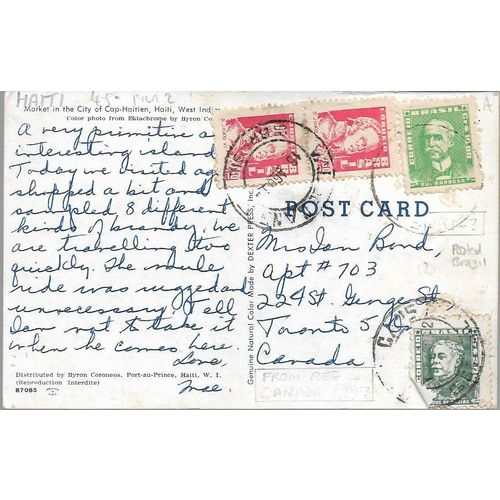 Cap-Haitien, Haiti - Market - postcard, posted in Brazil 1964