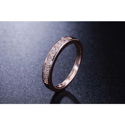 Genvieve Wedding Band 18K Rose Gold AAA CZ Size 7.75