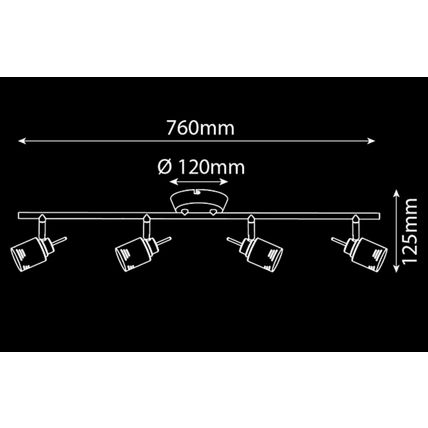MODERN 4 WAY HEAD SPOT LIGHT GU10 ADJUSTABLE BRUSHED STEEL CEILING WALL BNIB