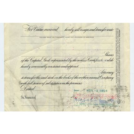 Lehigh Coal & Navigation Company 30 Shares 1954 Stock/Share Certificate Merrill