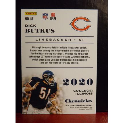 2020 Panini Chronicles DICK BUTKUS (Chicago Bears) base card #18