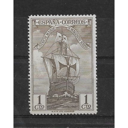 Spain.SG593 1c The Santa Maria (Brown).Mounted Mint.Feb22