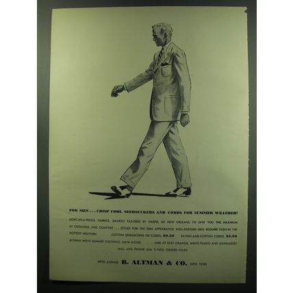 1949 B. Altman & Co. Haspel of New Orleans Suits Advertisement