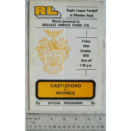 1978 programme Castleford v. Widnes, 20/10