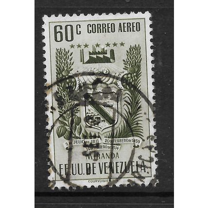 VENEZUELA 1952 ARMS STATE OF MIRANDA 60c GREEN SG 1080 FINE USED#