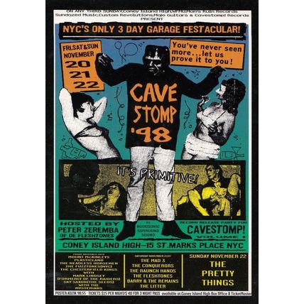Frank Kozik Cave Stomp 1998 Fleshtones Live Garage Music New York Art Postcard