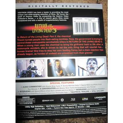 RETURN OF THE LIVING DEAD III BLU RAY SIGNED BRIAN YUZNA NEW